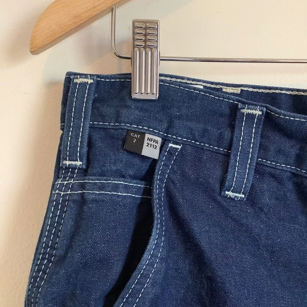Carhartt FR Mens Flame Resistant Work Pants Navy Blue Carpenter Dungaree 34x32 - Picture 8 of 16